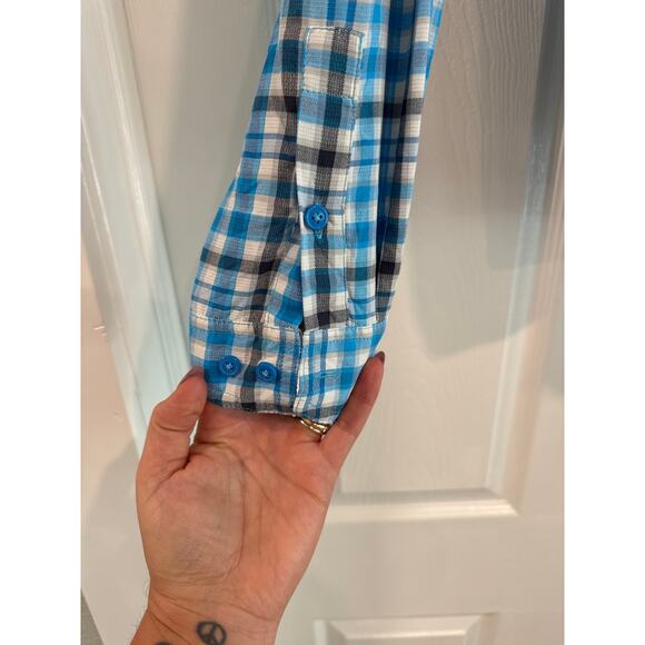Columbia Omni-Shade Sun Protection Long Sleeve Plaid Blue Women's Size Large - Picture 5 of 11